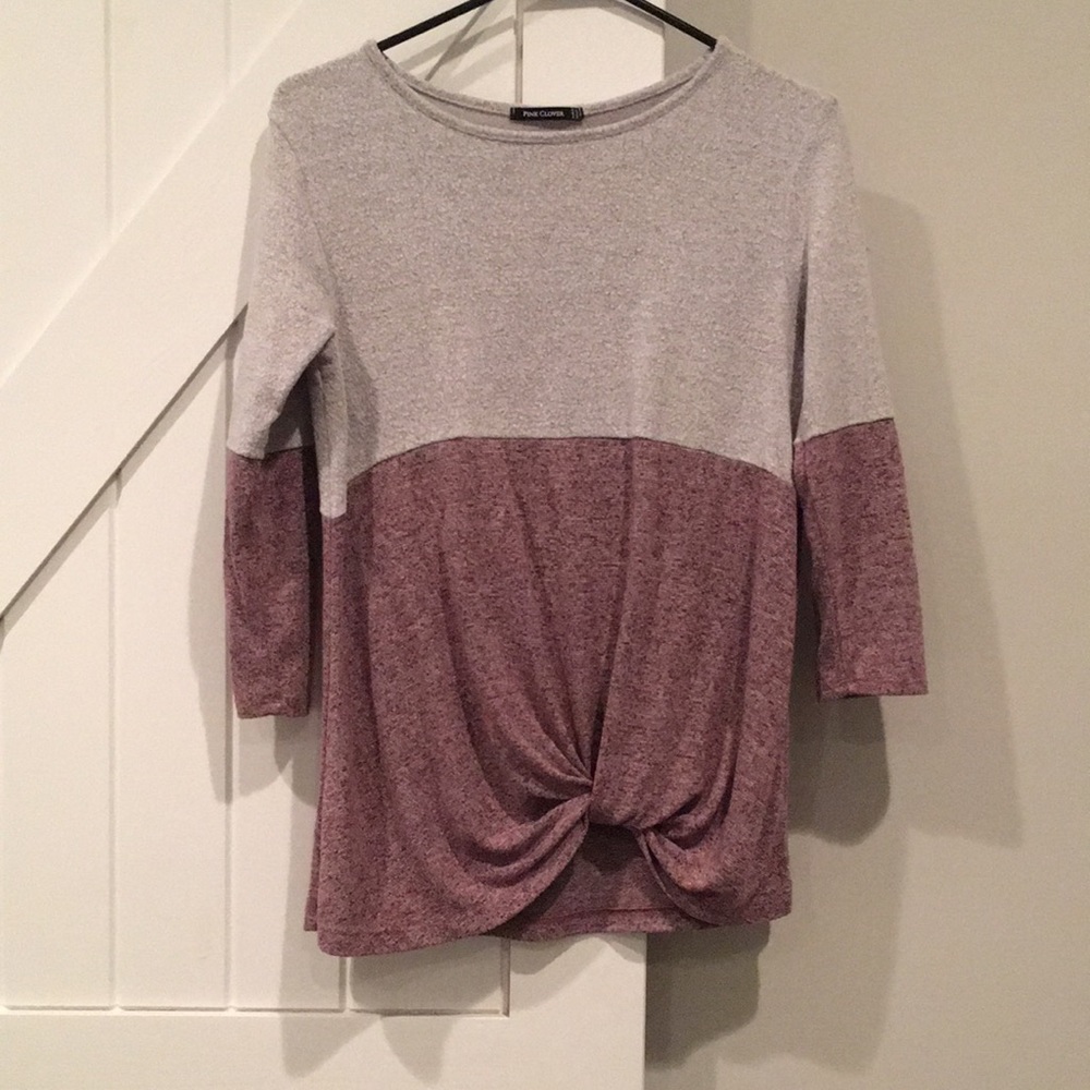 Pink Clover Denver Front Twist Brushed Knit Top